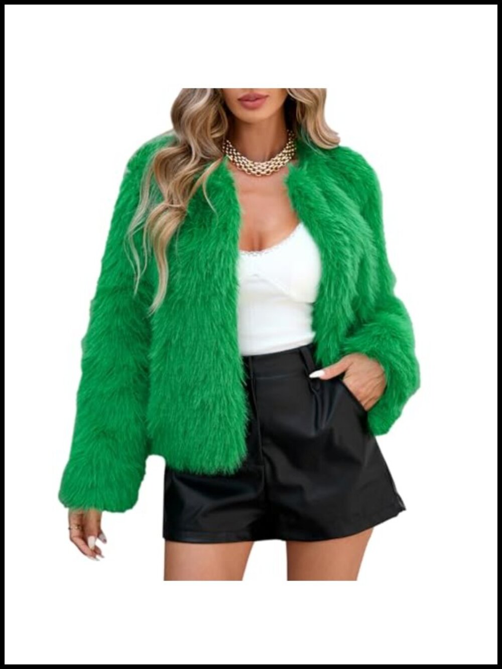Faux Fur Cropped Jacket Women Snap Front Pockets Cozy